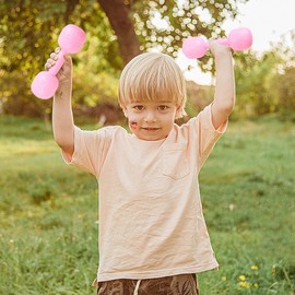 3 Pairs Kids Dumbbells, Plastic Toddler Weight Set with Refillable Water/Sand Holes, Non-Slip Grip Practical Kids Weight for Gym Workout Toy Toddler Dumbbells Set