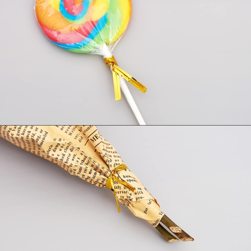 800pcs 4" Metallic Twist Ties(Gold) for Bakery, Candy Bags, Coffee