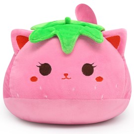MUFEIRUO Strawberry Cat Plush Pillow, 30 cm Cute Cat Stuffed Animals Toy for Kids, Soft Stuffed Cat Doll for Girls Boys (40cm Strawberry Cat)