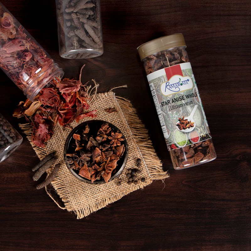 Ramaroma Star Anise Seeds, Whole Pods (Badian Khatai) Spice, 2oz