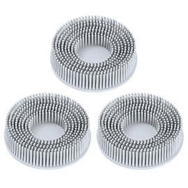 HARFINGTON 3pcs Bristle Disc 3" 120 Grit R-Type Abrasive Brush Coarse Bristle Disc Deburring Electric Disc Brush Attachment Abrasive Coating Removal Disc for Metal, Gray