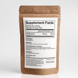Vitamin B3 Powder - (Nicotinamide) Non Flush - Powerful Antioxidant No Additives (100g)