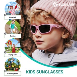 Karsaer 3 Pcs Kids Polarized Sports Sunglasses TPEE Unbreakable Glasses for Girls Boys Age 3-8 Cycling Running