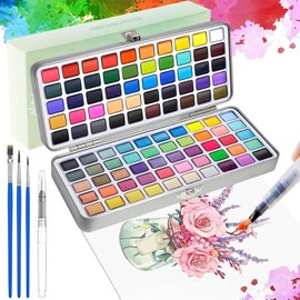 Acuarela Profesional 100 Color, Juego Pintura Acuarela con Caja Metalica Kit Acuarelas Portátiles, Kit de Pintura Acuarela para Principiantes, Artistas y Estudiantes Regalos Navidad