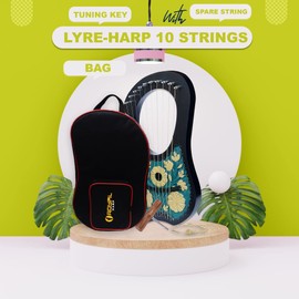 Ind Sturgis LLC 10 Strings Lyre Harp Dark Torquis with Tuner and Extra Strings Celtic Irish Style