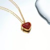 WARIDAR 18K Gold Plated Agate/Opal Heart Pendant Necklace | Elegant
