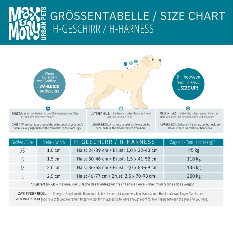 Max & Molly H-Harness – Retro Blue, M