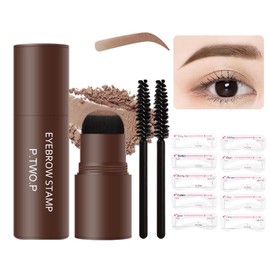 Eyebrow Stencil Set, Eyebrow Tattoo Waterproof Reusable Eyebrow Stamp and Eyebrow Stencil Set for Women, Easy to Use Eyebrow Powder Kit, Light Brown