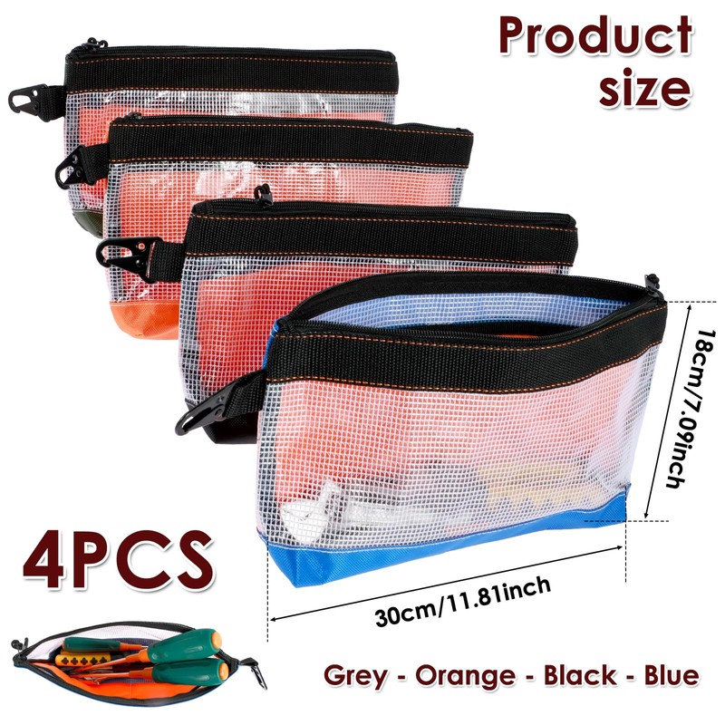 4Pcs Clear Tool Pouch Waterproof Oxford Cloth Small Tool Bag