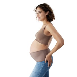 Ingrid & Isabel Pregnancy Support Belt, No-Show Maternity Belly & Back Support Band, Taupe, S/M