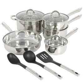 Oster Sangerfield 12 Piece Stainless Steel Cookware Set W/Kitchen Tools