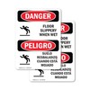 (2 Pack) Floor Slippery When Wet Bilingual OSHA Danger Sign