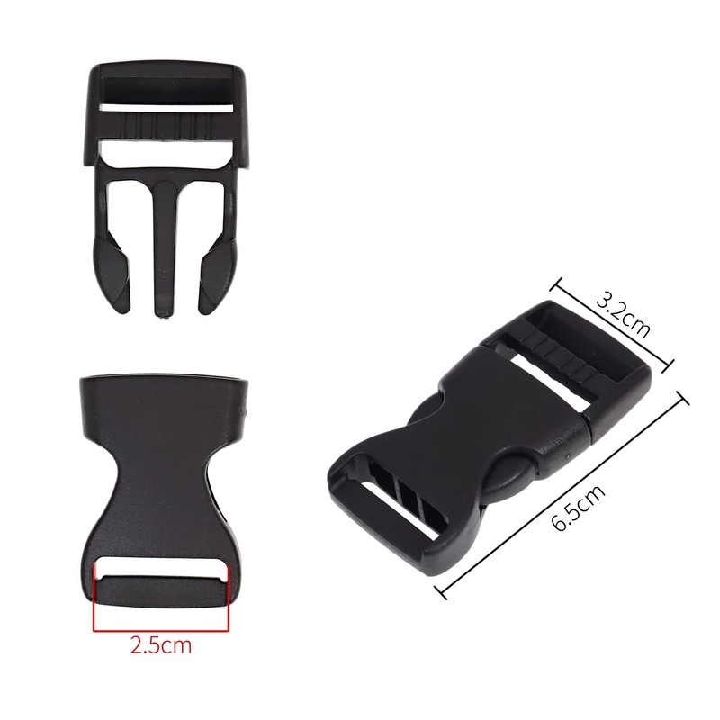 DBOO 10 Pack 25mm Plastic Buckles - Side Quick Release