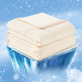 Cozy Bliss Cooling Comforter Queen Size, Cooling Blankets for Hot Sleepers and Night Sweats, Yellow Summer Comforter for Queen Size Bed, Breathable Soft Lightweight Silk Smooth