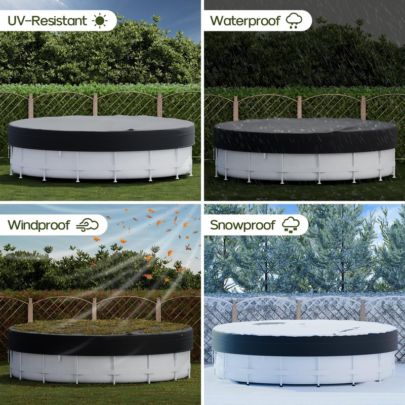 Poolergetic 24FT Round Pool Cover, Heavy Duty Pool Covers for