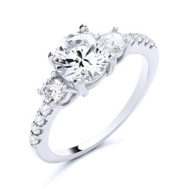 925 Sterling Silver 3.00ct AAA Cubic Zirconia 3 Stone Trilogy Engagement Ring size K L M N O P Q R S (L)