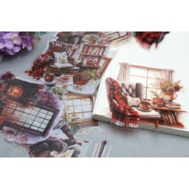 Unbranded Warm cozy corner winter PET Stickers Pack/ winter moment warm-up throw blanket f