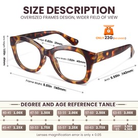 Gaoye 6 pack Oversized Reading Glasses for Women Stylish Blue Light Blocking Anti Eyestrain Computer Readers Spring Hinge w/Case (G1 6-pack Mix, 2.50)