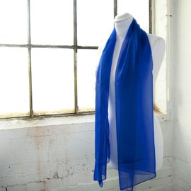 Basic Sense Plain Chiffon Soft Sheer Scarf, Royal Blue