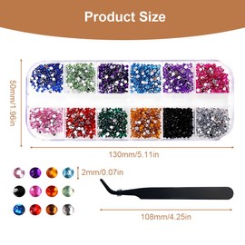 QJIBOVM Flat bottom rhinestone gems crystal nail art gems with picking tweezers and rhinestone picker dot drill pen suitable for nails clothes face crafts