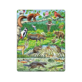 Larsen FH15 A Summer Day in a Nordic Forest Jigsaw Puzzle for Children Ages 4 and Up - 45 Pieces |Educational & Fun Puzzle for Boys & Girls | Boxless Tray & Frame Included