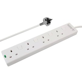 pro elec PL15331pl 3 m Switched Surge Protected Extension Lead - White