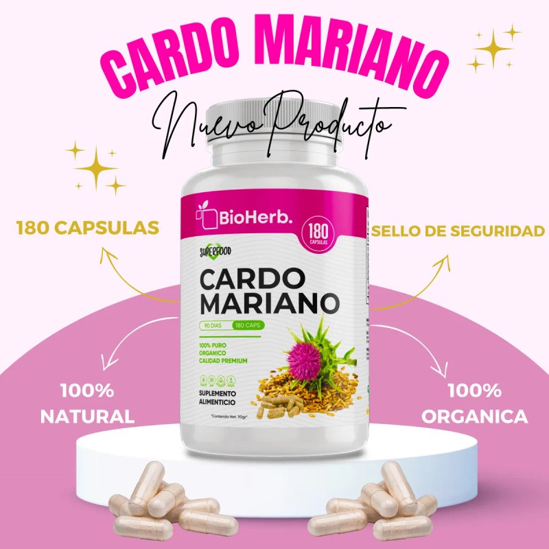 Bioherb Extracto Cardo Mariano 100% Puro 180 Cápsulas Sabor Neutro