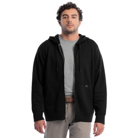 Wrangler Riggs Workwear Men's Full Zip Hooded Sweatshirt with Front Pouch Pocket, Black