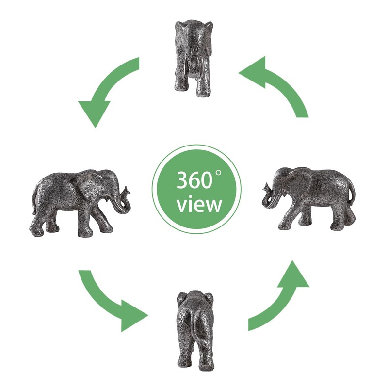 Hebdids Silver Elephant Statue - Modern Home Decor, Resin Sculpture