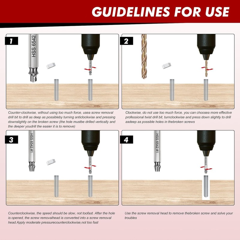 9 PCS Damaged Screw Extractor Set,6 PCS HSS 6542 Screw