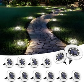 SOLPEX Solar Lights Outdoor Waterproof, 12 Pack Solar Ground Lights, Solar Garden Lights Landscape Lighting for Pathway Driveway Patio Backyard Walkway (Cool White)