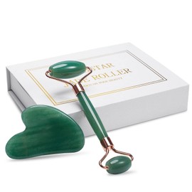 XYZBSTAR Jade Roller for Face, Facial Roller Massager Skin Care Tool, Gua Sha Facial Tools for Face, Neck, Eyes, Reduce Puffiness of The Skin (Green)