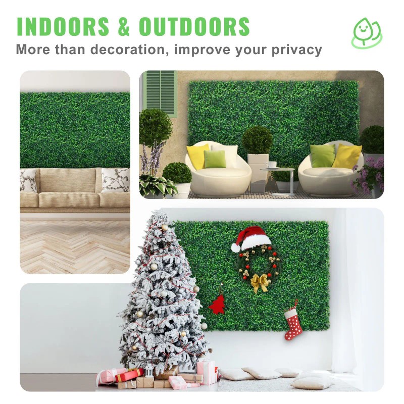 12pcs 24\"x16\" Artificial Boxwood Hedge Wall Panels 32 SQ Feet