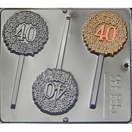 "40" Lollipop Chocolate Candy Mold for 40th Anniversary Birthday 3301