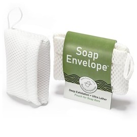 Soap Envelope 100% Recycled - Bar Soap Saver Pouch, Loofah Bag Lather + Deep Exfoliator, Mesh Soap Bag, Sock for Bar Soap, Deep Exfoliation Double-Sided Rougher Texture - 1 Pack
