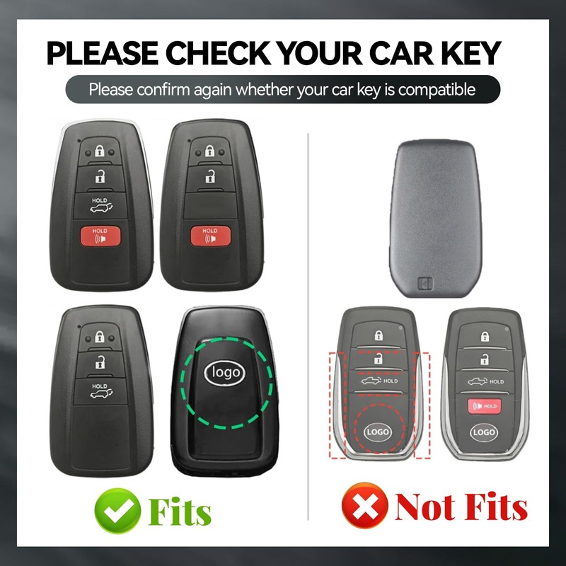 Aoocar 4 Button Genuine Leather Key Fob Cover, for Toyota