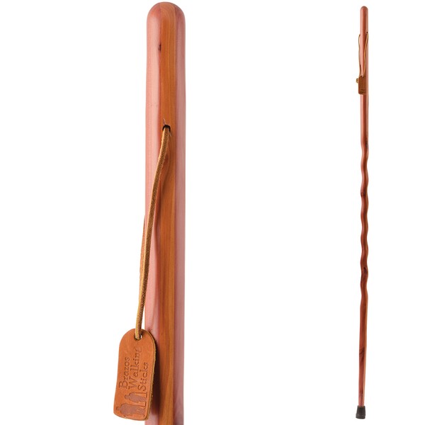 Brazos Twisted Aromatic Cedar Walking Stick, Handcrafted Wooden Staff, Hiking Stick for Men and Women, Trekking Pole, Wooden Walking Stick, Made in the USA, 58 Inches, Natural, (602-3000-1253)