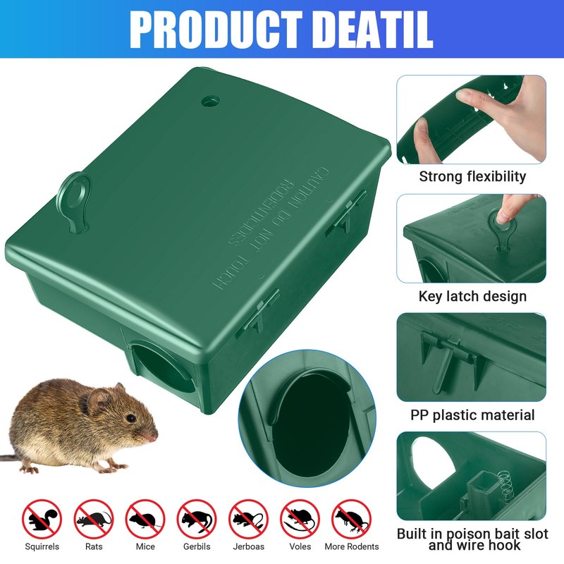 4 Pack Rat Bait Stations Large Rodent Bait Station with