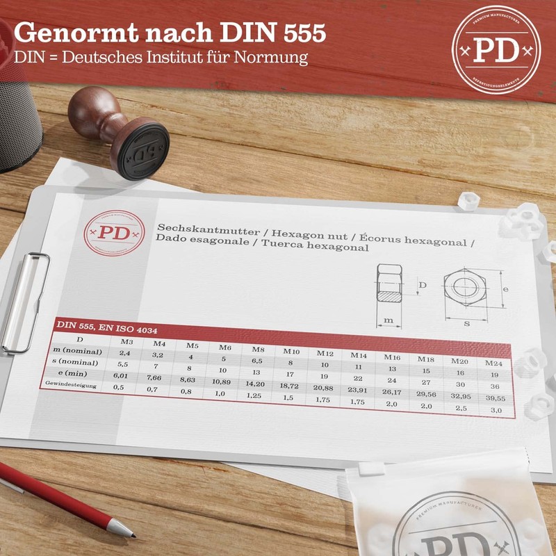 PD® Plastic Nuts M12 (DIN 555 / ISO 4034), High-Quality