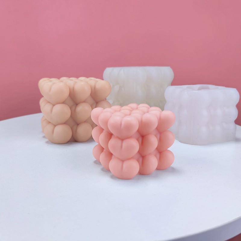 3D Heart Cube Aromatherapy Candle Silicone Mold Food Grade Candle