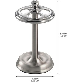 InterDesign York Metal Portacepillos de Dientes, Soporte Organizador de baño para Utensilios de Maquillaje en Acero Inoxidable, Plateado/Plateado Mate