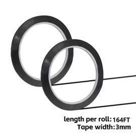 ETCAR 2 Rolls Whiteboard Tape, 3mm 1/8 Inch Pinstripe Tape, Graphic Self Adhesive Chart Line Tapes for Classroom, Office, 164 feet per Roll (2, Black)