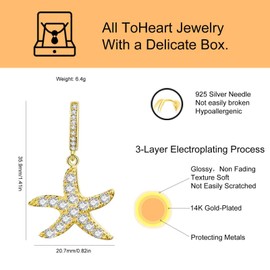 ToHeart Starfish Earrings Gold Dangle Earrings Gold Huggie Hoop Earrings Trendy Earrings