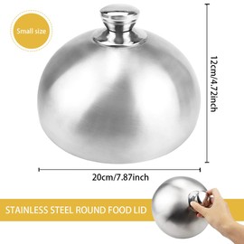 LNQ LUNIQI Stainless Steel Dish Food Cover Dome Plate Covers Steak Cover Dust Food Plate Cover Serving Cover for Home Restaurant Kitchen (7.8inch)