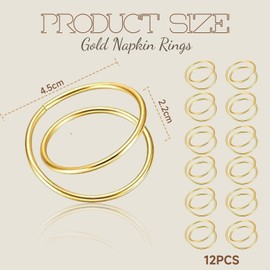 Cosmeria Golden Napkin Rings Metal Napkin Holders For Christmas, Weddings And Festive Table Decorations, 12 Pieces