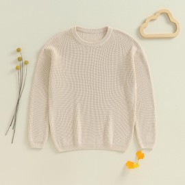 Mommy and Me Outfits Sweater Long Sleeve Crewneck Sweaters Family Matching Pullover Knitwear (Mom, M, Beige)