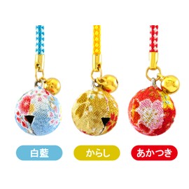 Zoon Flower Crepe Bell (Diameter 0.8 inch (20 mm), 0.3 inch (8 mm), Japanese Pattern, Crepe, Rooting Charm, Key Holder, Size M, Acrylic, No Gemstone