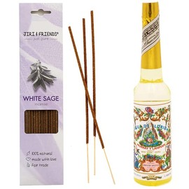 Agua de Florida 270 ml Originally from Peru, Jiri & Friends 1 Pack Incense Sticks White Sage 15 Pieces Natural Incense 100% Natural Purifying Spiritual Water Florida Water