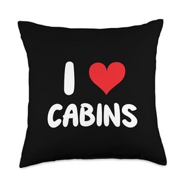 I Love Cabins - Heart - Forest House Woods Vacation Travel Throw Pillow