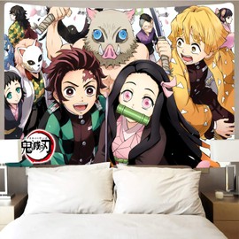 Demon Slayer Tapestry-Demon Slayer Poster-Anime Tapestry-Anime Birthday Decoration, Which Can Be Hung In The Living Room And Bedroom 60x80 Inches